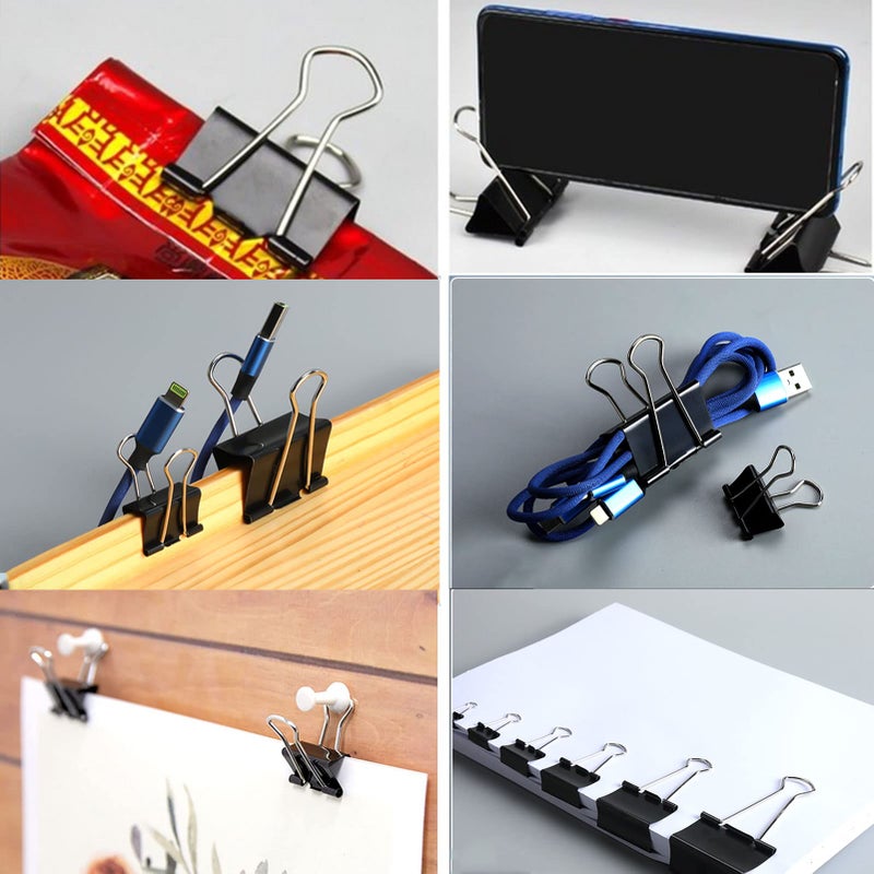 KAKAMINA Binder Clips Paper Clamps 300 Pack Assorted Sizes (Black)  Jumbo  Large  Medium  Small  Mini and Micro 6 Sizes for Office  School and Home - Image 5
